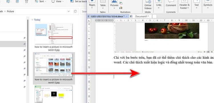 Cách chèn ảnh vào Word bằng cách kéo thả
