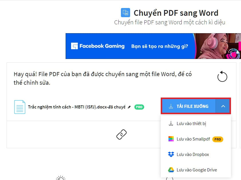 Nhấn vào File tải xuống