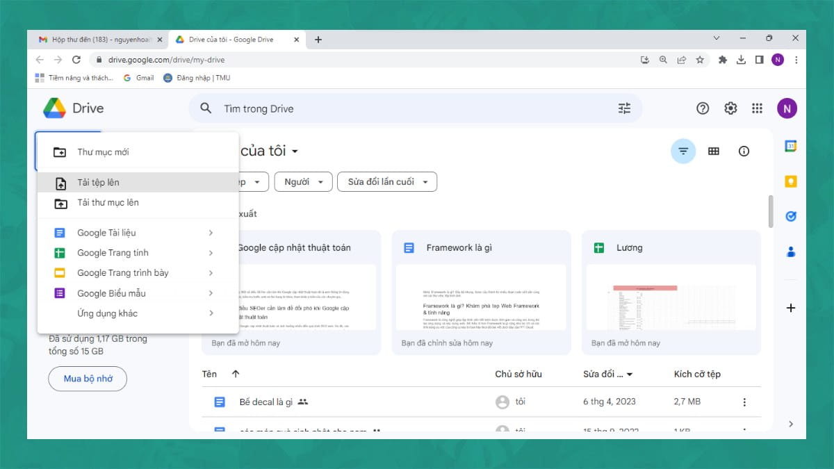 Mở Google Drive và bấm vào biểu tượng dấu “+”