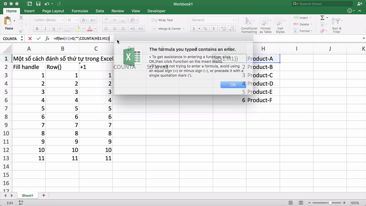 Tại sao nên đánh sống số thứ tự trong Excel