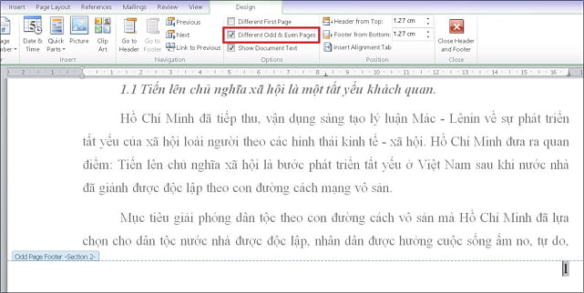 Cách đánh số trang trong Word theo tùy biến chẵn, lẻ