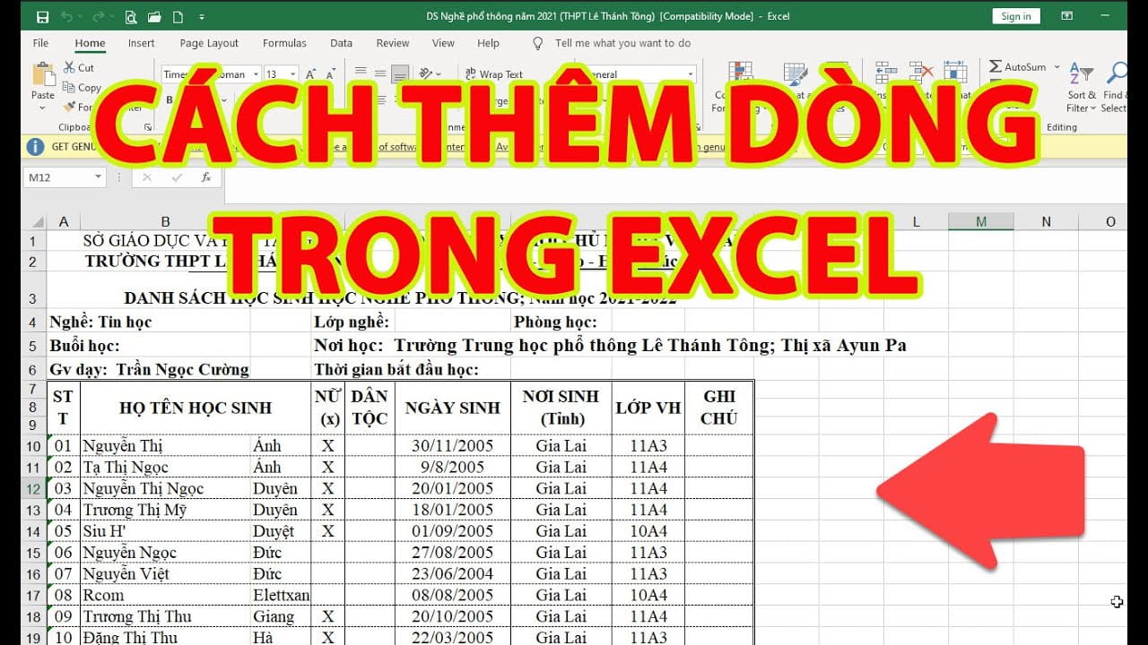 Hướng dẫn các cách thêm dòng trong Excel phổ biến nhất