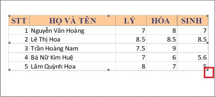 Di chuyển con trỏ chuột đến điểm cuối góc bên phải và kéo tùy ý