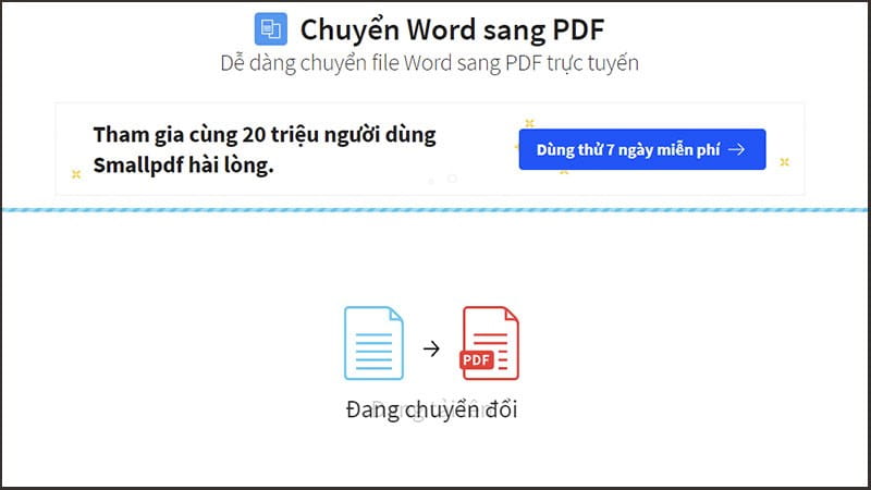 Smallpdf sẽ tự động chuyển đổi tệp Word sang định dạng Excel