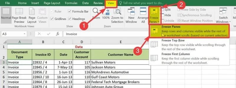 Cách bỏ cố định dòng trong Excel 