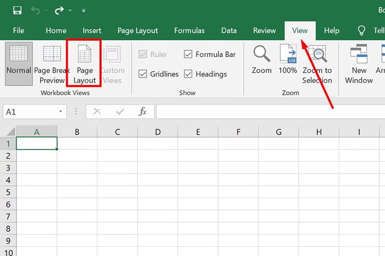 Mở file Excel của bạn và lựa chọn tab View