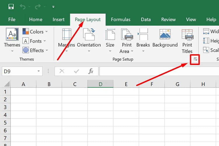 Bạn hãy mở file Excel và chọn Page Layout