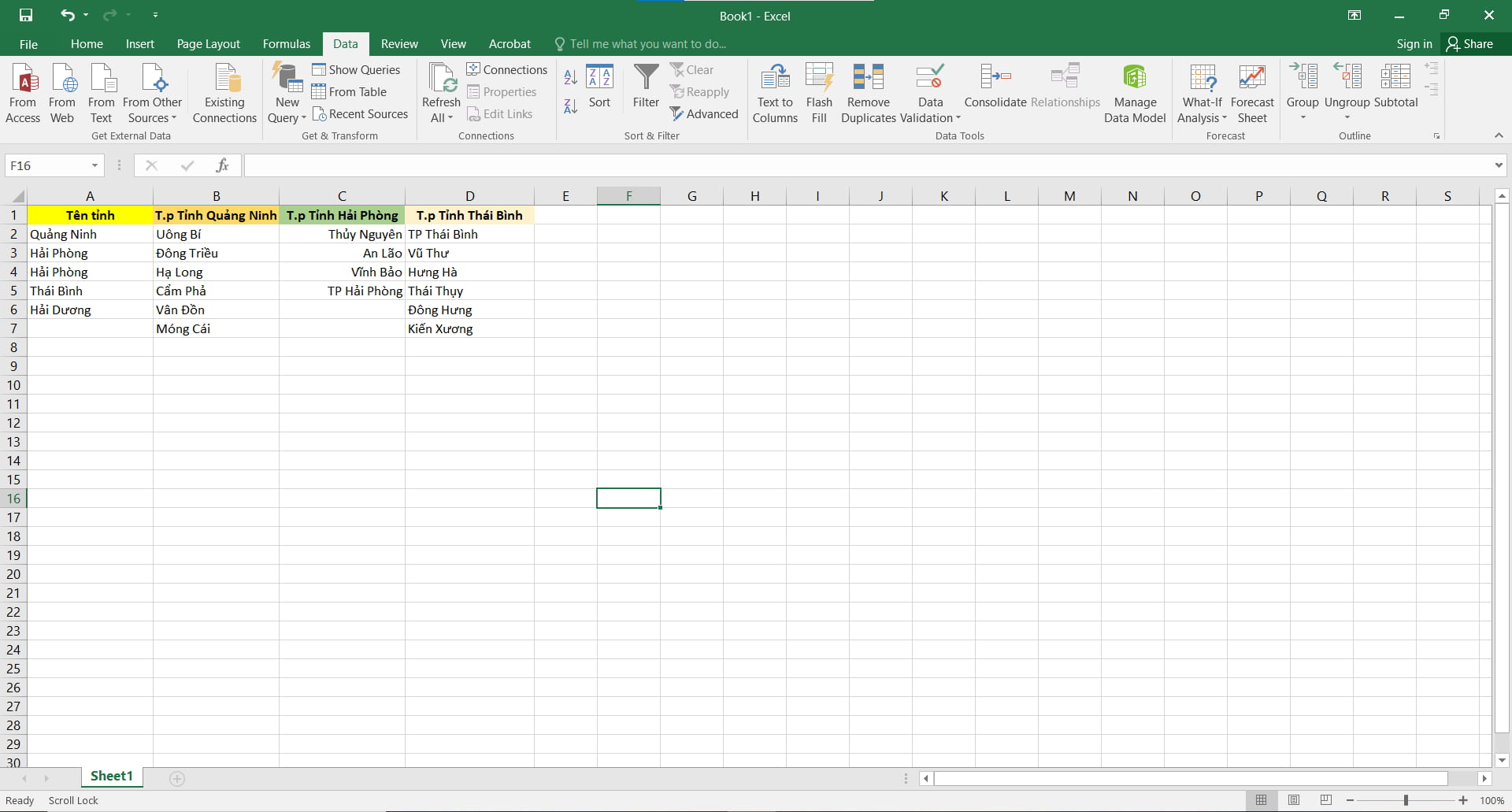 Giới thiệu các tab công cụ có trong giao diện Excel