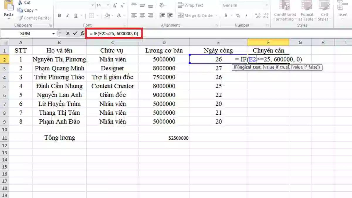 Các hàm Excel được sử dụng phổ biến nhất