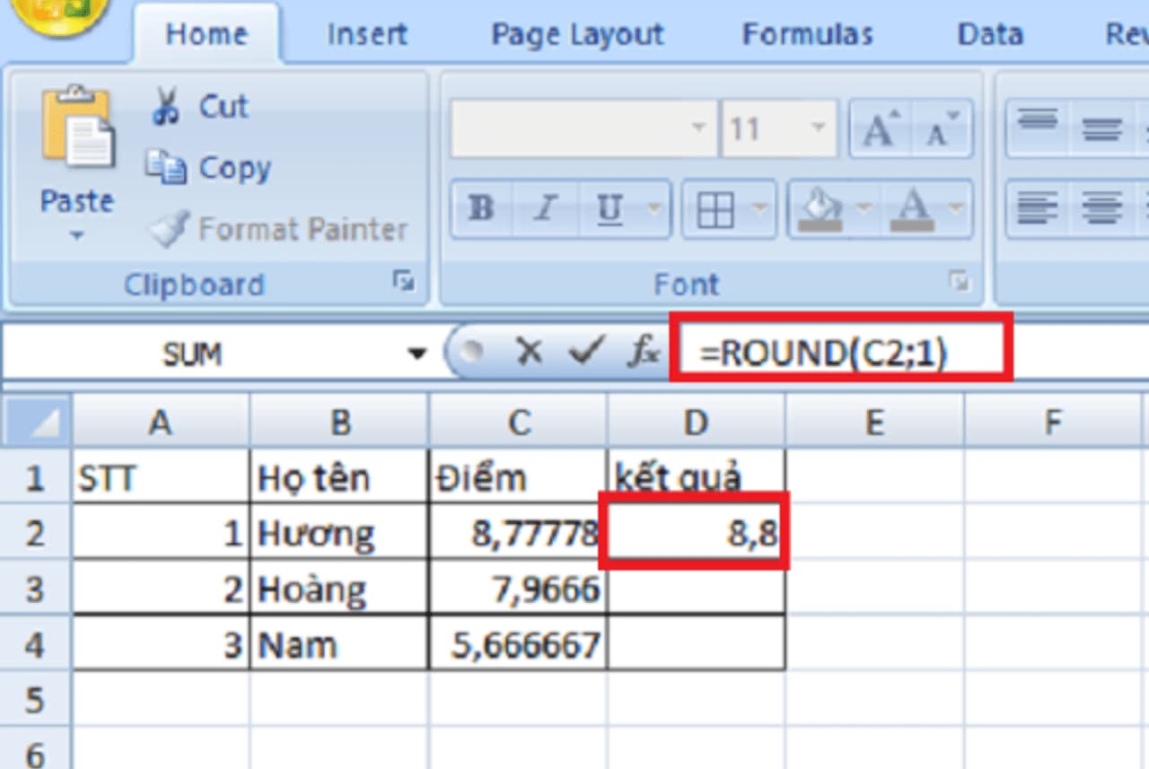 Khám phá cú pháp hàm ROUND trong Excel 