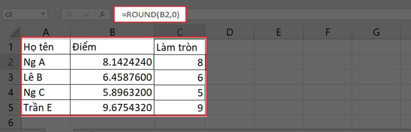 Hướng dẫn cách sử dụng hàm ROUND trong Excel 