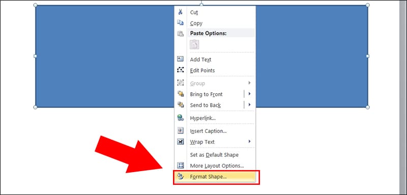 Nhấn chuột phải vào viền khung và chọn Format Shape 