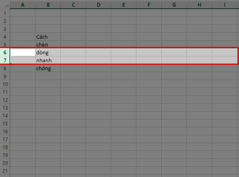 Cách thêm hàng trong Excel bằng công cụ Insert 