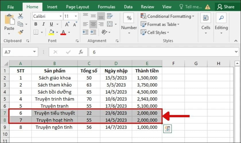Cách thêm hàng trong Excel bằng phím tắt chữ