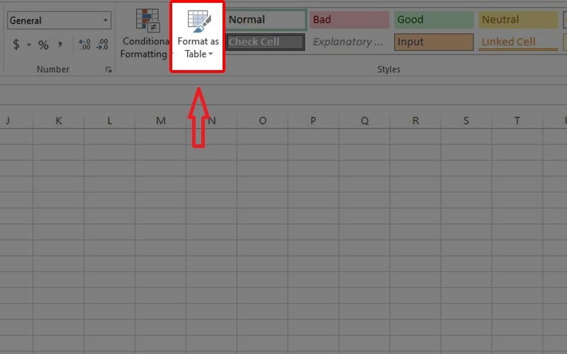 Mở file Excel và nhấn tổ hợp phím Ctrl + T