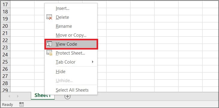 Sử dụng worksheet để mở VBA Excel 