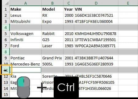 Cách xóa dòng trống trong Excel thủ công