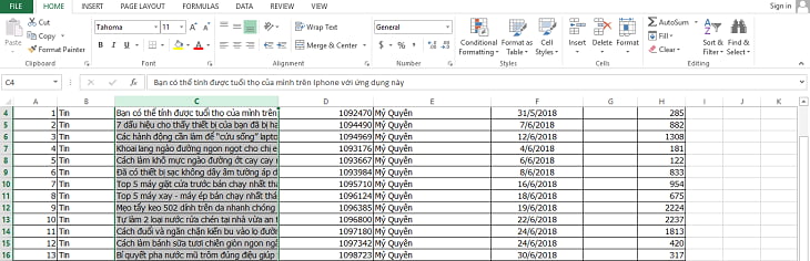 Xuống dòng trong Excel bằng công cụ Wrap Text