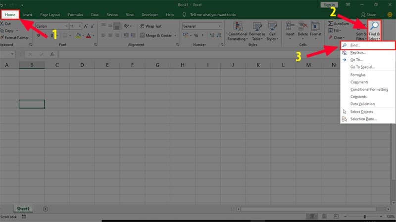 Tìm kiếm trong Excel của một vùng dữ liệu, bảng tính hoặc tập tin 