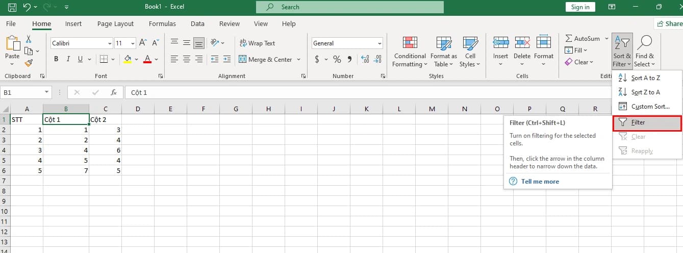 Cách tính tổng hàng dọc trong Excel bằng AutoSum 