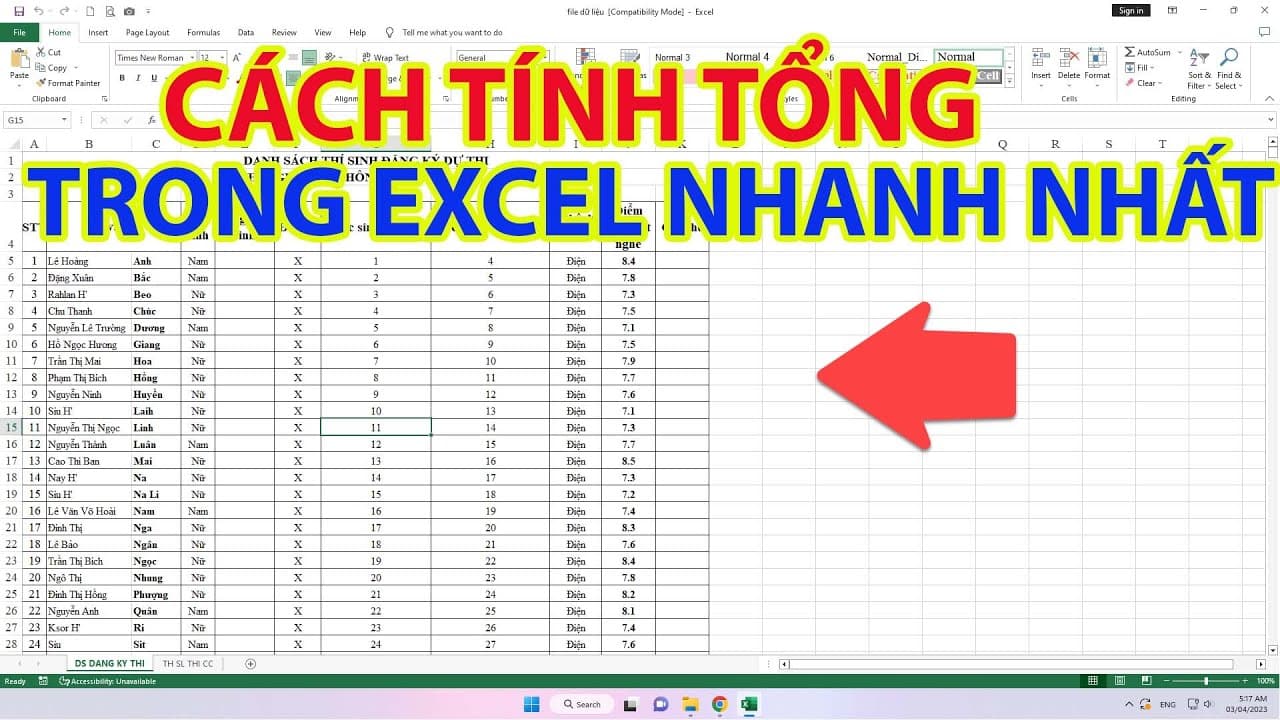Các cách tính tổng hàng dọc trong Excel siêu đơn giản 