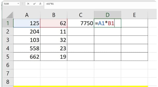 Cách thực hiện phép nhân cơ bản trong Excel