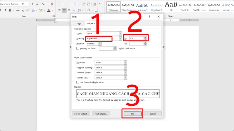 Giãn chữ trong Word bằng tính năng Character Spacing
