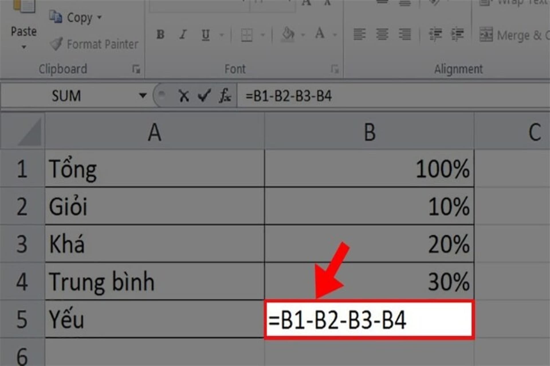 Các cách thực hiện phép trừ trong Excel