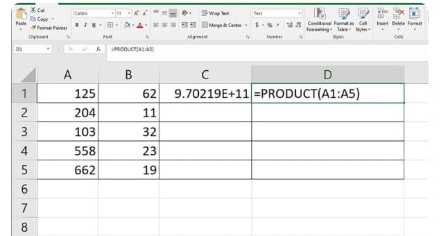 Sử dụng hàm PRODUCT
Các lưu ý khi sử dụng phép nhân trong Excel