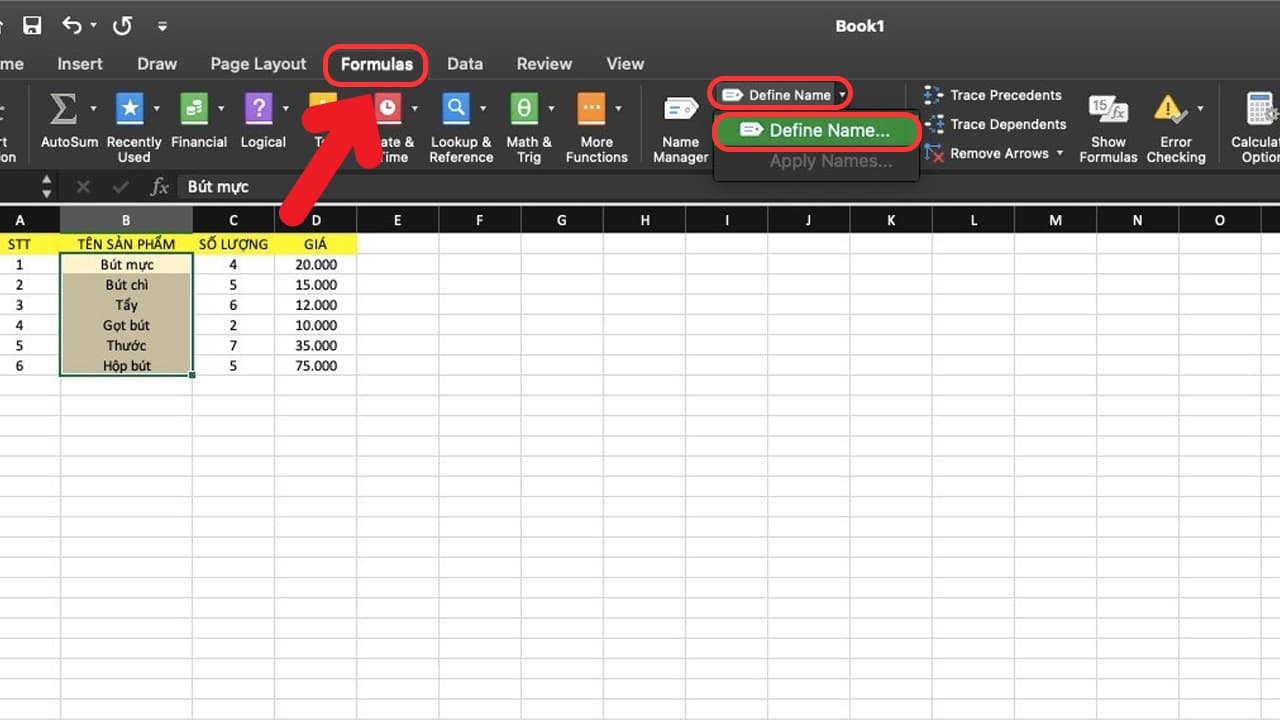 Các phương pháp tạo list trong Excel