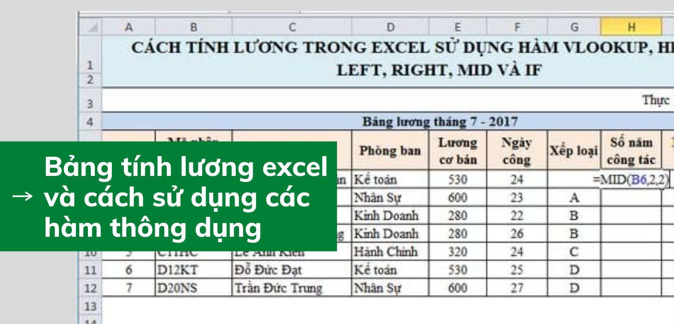 Hướng dẫn chi tiết cách tính lương trong Excel chuẩn nhất